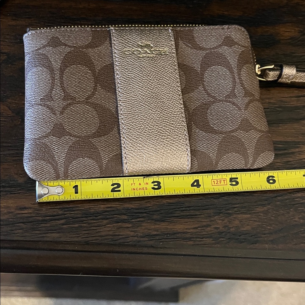 Coach Gold and Brown Signature Wristlet - Picture 7 of 8